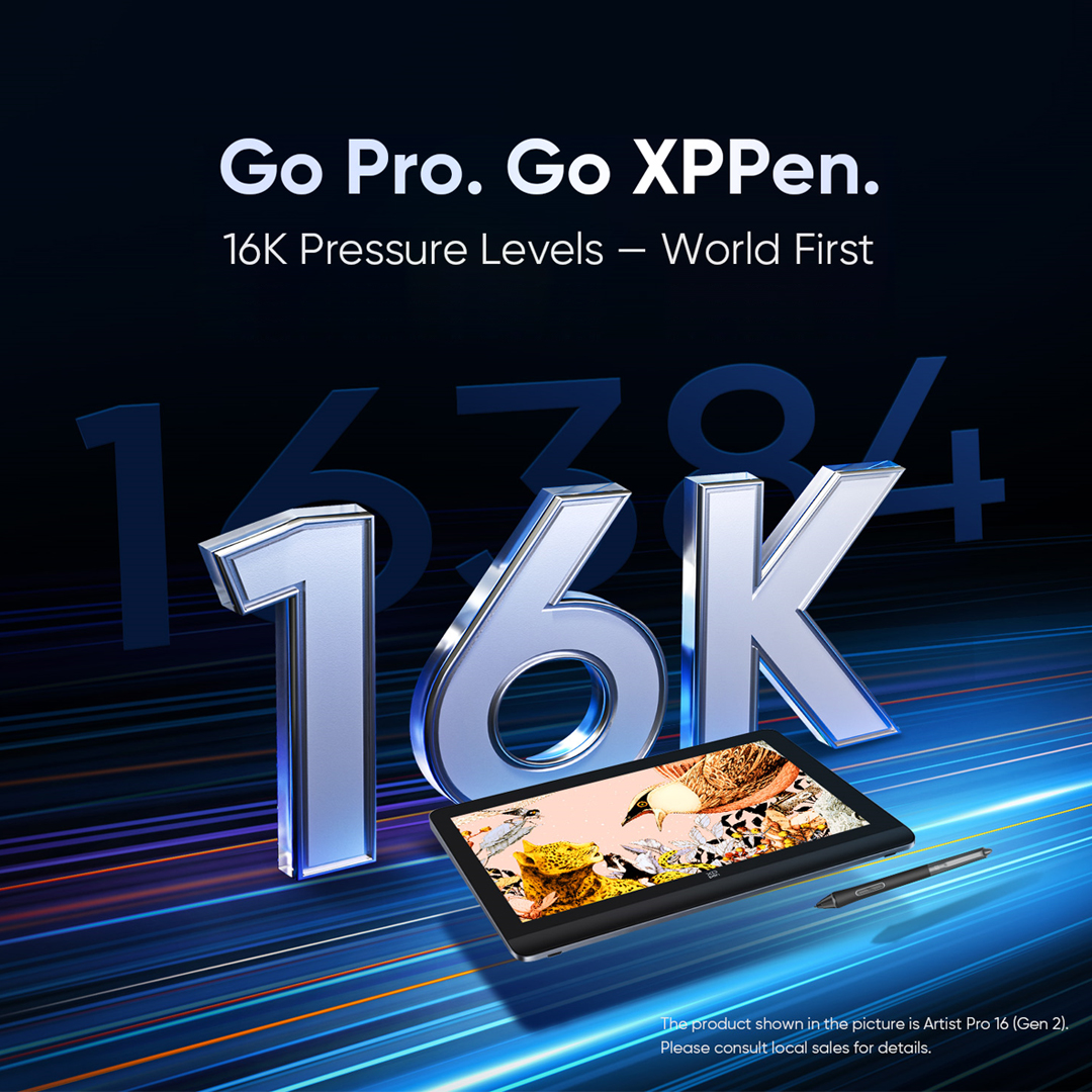 XPPen Debuts Top-Notch Artist Pro 16（Gen2） Along with the World’s First 16384 Pressure Levels