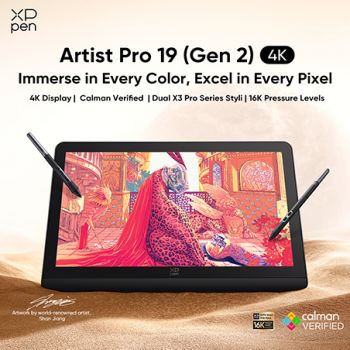 XPPen Launches 4K Artist Pro 19 (Gen2) Drawing Display, Featuring Stunning Color Performance and Dual X3 Pro Smart Chip Styli