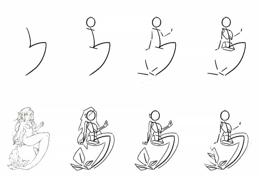 easy mermaids drawings