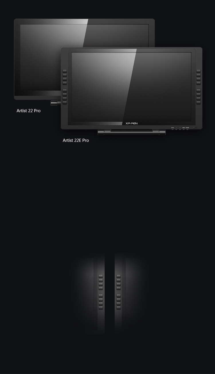  Artist 22E Pro Drawing Monitor features 16 customizable shortcut keys 