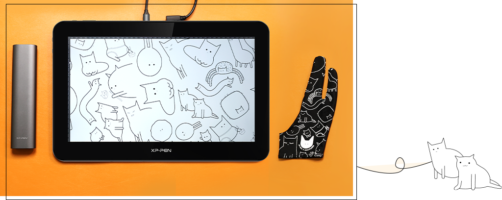 XP-PEN Artist Tablet Drawing Glove Anti-fouling Black Two-Finger Suitable  for Right & Left Hand for Graphics Drawing Tablets